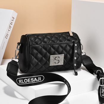 PU kožna ženska torbica za rameni, stil jastuka, horizontalno kvadratnog oblika, zatvaranje na zip, unutarnja džep sa zipom