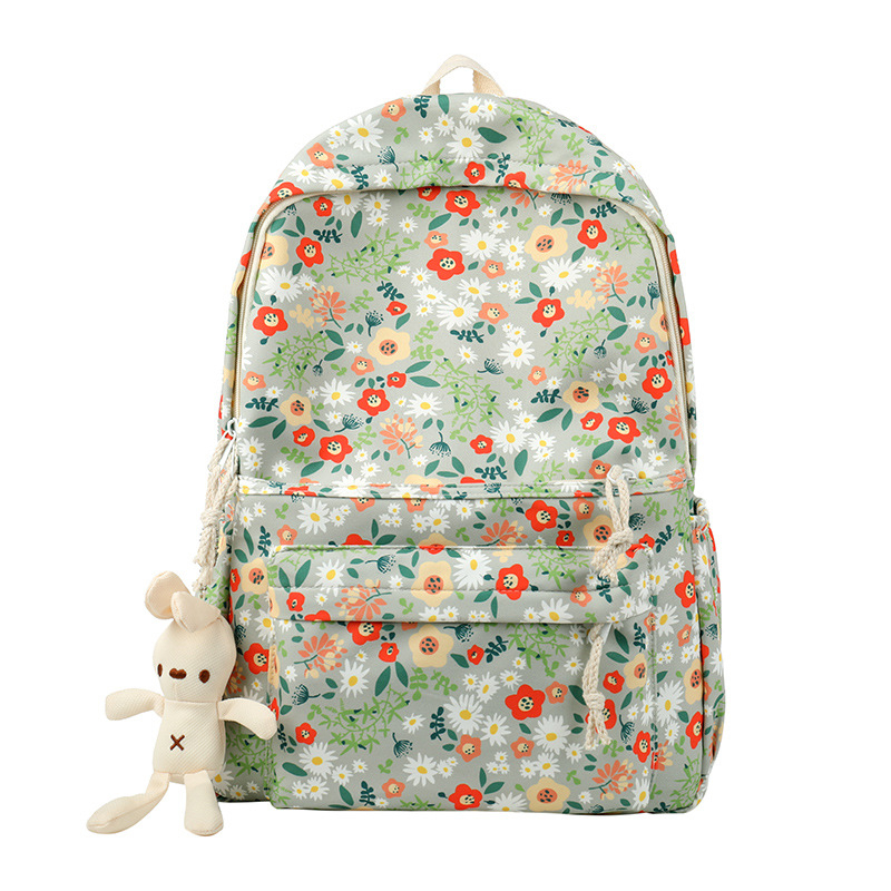 Раница с флорален принт за ежедневна градска употреба, капацитет под 20 л, композитна материя, с извити презрамки