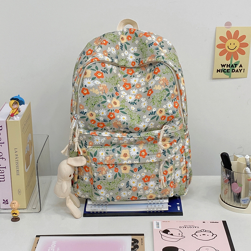 Раница с флорален принт за ежедневна градска употреба, капацитет под 20 л, композитна материя, с извити презрамки