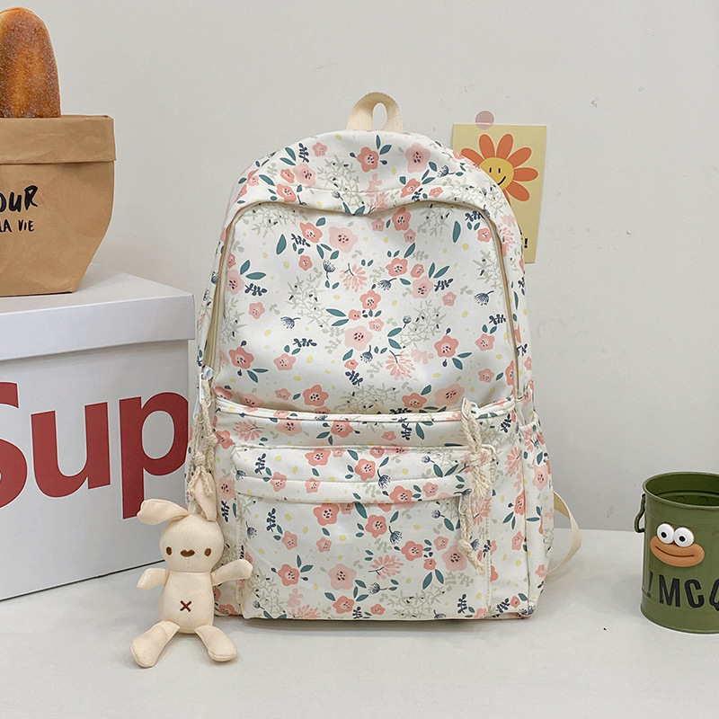 Раница с флорален принт за ежедневна градска употреба, капацитет под 20 л, композитна материя, с извити презрамки