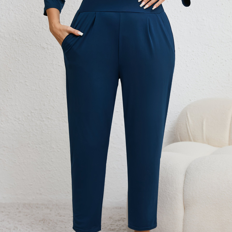 Női jóganadrág - poliészter-spandex keverék, egyenes szabású, 3/4 hosszú