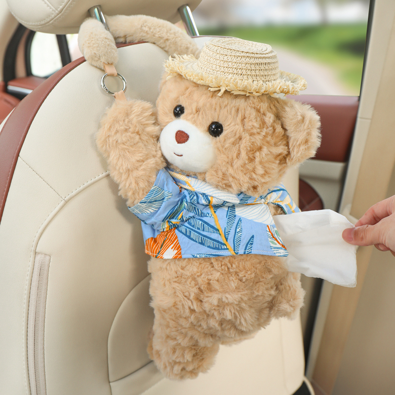 Кутия за салфетки за автомобил с висящ дизайн на мечка — плат, Zaowu, експлоатационен срок 5, за автомобил и дом