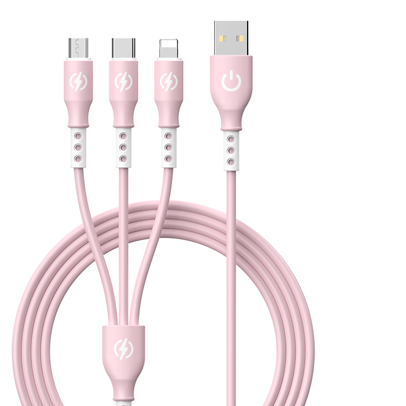 Rýchlonabíjací dátový kábel s trojitým konektorom, Huawei Type-C kompatibilný; rozhrania: Lightning, Micro USB, Type-C; dĺžka 1,2 m; materiál: TPE.