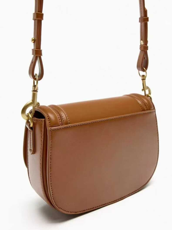 Geantă Saddle pentru femei | PU Piele, Închidere cu Capac, Curele de Umar duble, Compartiment pentru Telefon, Căptușeală din Poliester