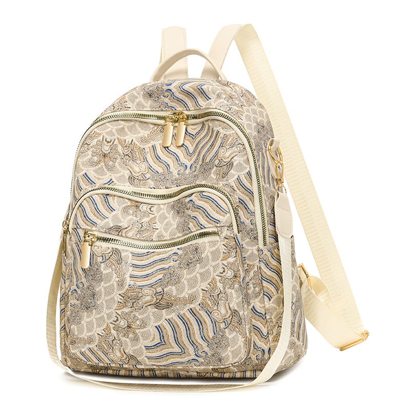 Ženski ruksak s više pretinaca, velik kapacitet, jednostavan retro američki stil (Materijal: PVC; Stil: Slobodno vrijeme putovanja; Podstava: Poliester; Otvaranje: Zatvarač; Vodootpornost: Da)