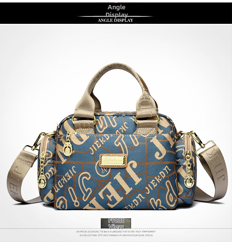 Dámska nepromokavá taška z Oxfordu, kompaktný štvorcový tvar, zapínanie na zips, vnútorné vrecká (na telefón, na ID), polyesterová podšívka