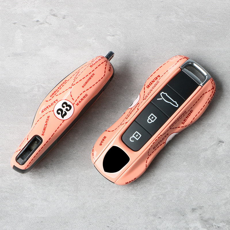 Porsche raktų dėklas iš ABS+PC, suderinamas su Cayenne, Macan, 718, Taycan, 911 ir Panamera, Murat prekės ženklas, stilius Trend