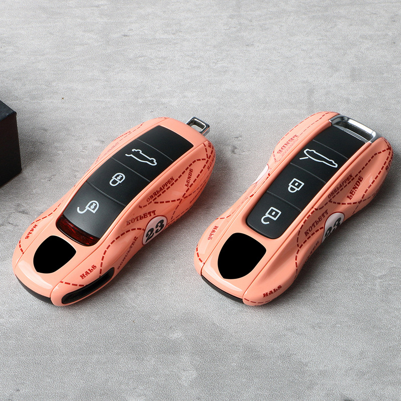 Porsche raktų dėklas iš ABS+PC, suderinamas su Cayenne, Macan, 718, Taycan, 911 ir Panamera, Murat prekės ženklas, stilius Trend