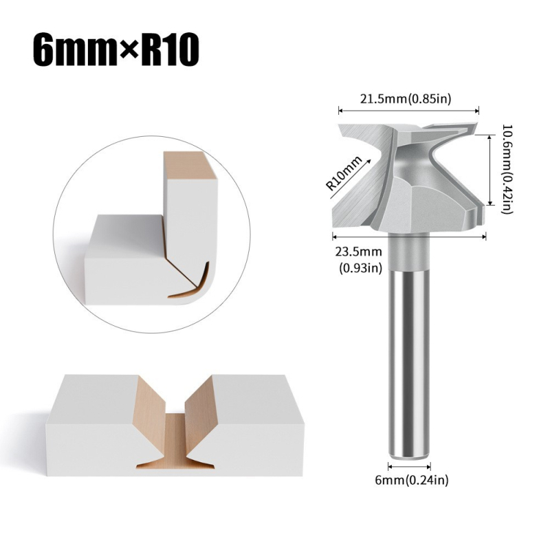 Frez za lukove oblikovanje s integriranim alatom, radijus R10, za drvena vrata i zidne ormariće, Gold Cone.