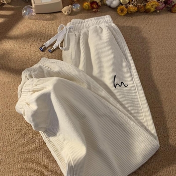 Ανδρικά casual παντελόνια Corduroy, χαλαρή εφαρμογή, ψηλή μέση, 100% πολυεστέρας, για όλες τις εποχές