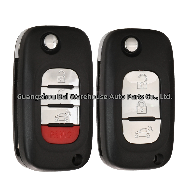 Mercedes-Benz Smart saliekamā atslēgas korpuss – saderīgs ar 3 pogām/4 pogām, plastmasas korpuss; atslēgas asmens materiāls: vara + plastmasa; svars 45 g