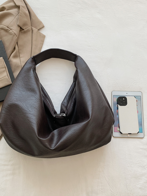 PU krepšys dumpling formos, crossbody rankinė su užtrauktuku uždarymu ir poliesterio pamušalas, vidinė kišenė su užtrauktuku