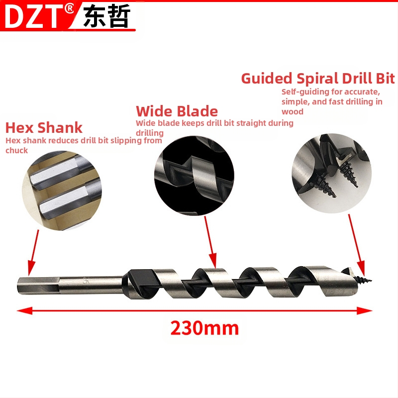 DZT/Dongzhe: 6-частен дърводелски набор свредла в дървена кутия, размери 6-20