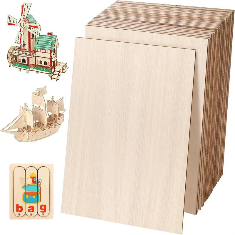 Tanak furnirani drveni kvadratići za rukotvorine i modeliranje, pogodni za lasersko rezanje, spaljivanje drveta i slikanje.