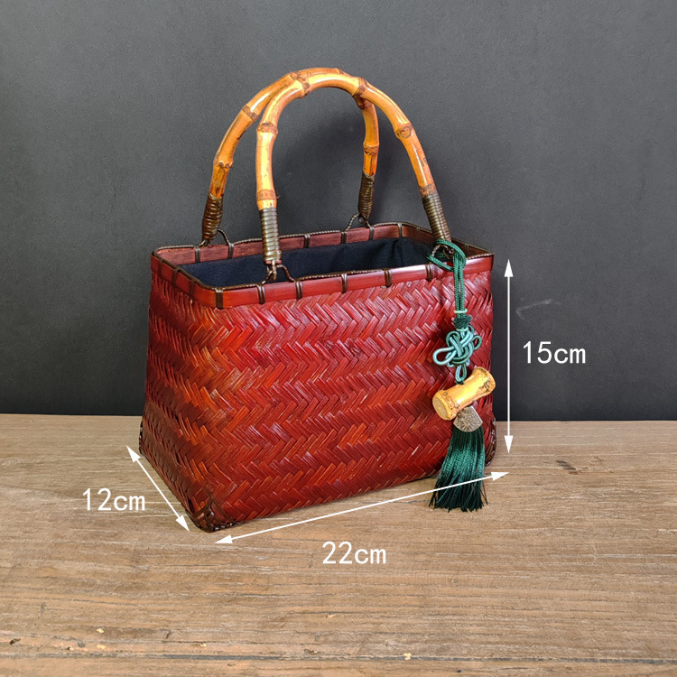 Бамбукова плетена дамска чанта с подвеска, Китайски стил, Категория: Бамбук, Материал: Бамбук, Универсално използване