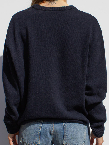 Ženski džemper s alfabetom jacquard, okrugli izrez, srednje težine poliester-spandeks tkanina, 3D uzorak, proljeće 2024