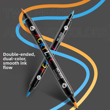 Akrilinis markeris su dviem galiukais, atsparus vandeniui, minkštas antgalis grafitiui