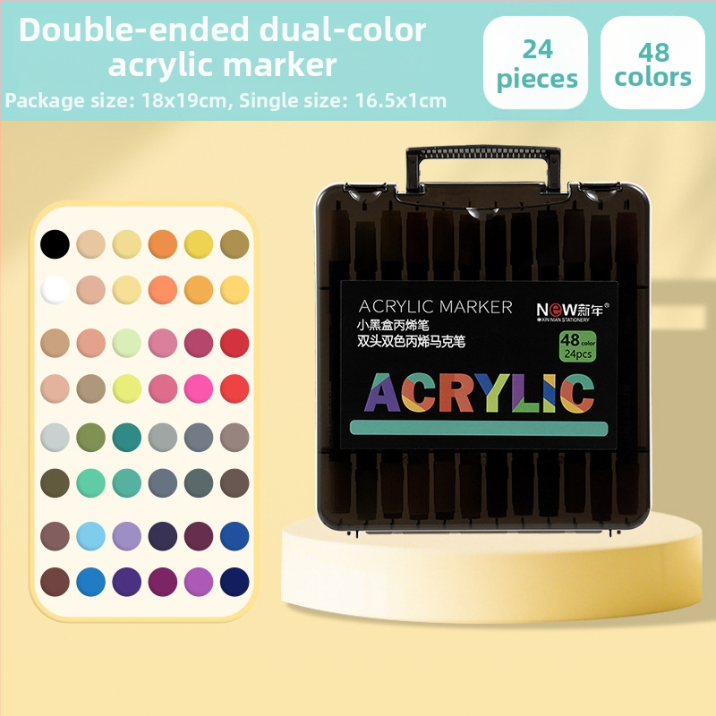 Akrilinis markeris su dviem galiukais, atsparus vandeniui, minkštas antgalis grafitiui