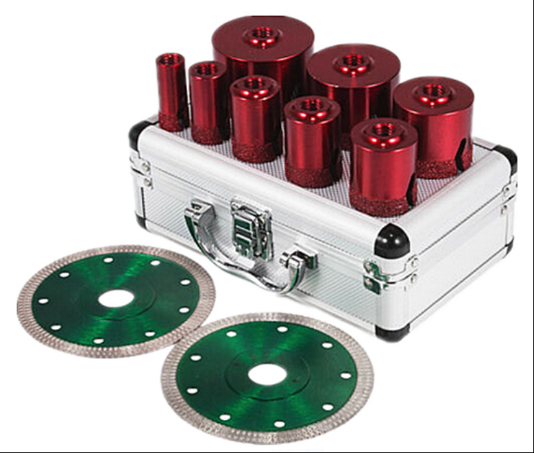 Диамантен запояван комплект за пробиване на отвори M14 за плочки и мрамор, вакуумно запояване, метална сплав