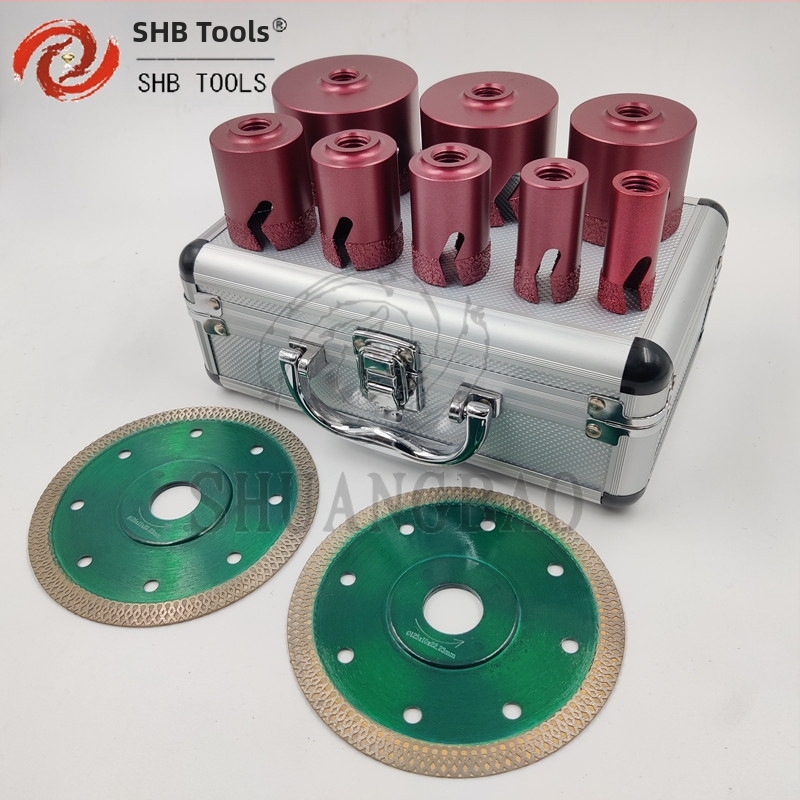 Диамантен запояван комплект за пробиване на отвори M14 за плочки и мрамор, вакуумно запояване, метална сплав