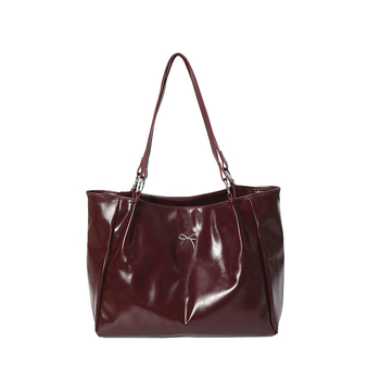 Geantă tote de umăr pentru femei — material PU, formă orizontală pătrată, închidere cu fermoar, căptușeală din nylon, curea de umăr unică