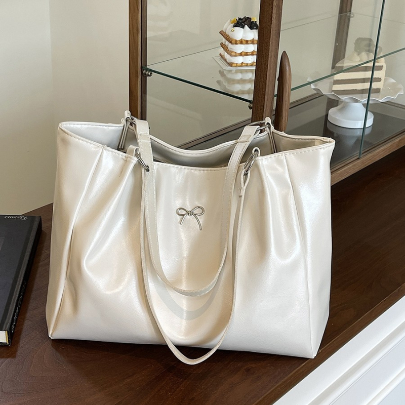 Geantă tote de umăr pentru femei — material PU, formă orizontală pătrată, închidere cu fermoar, căptușeală din nylon, curea de umăr unică