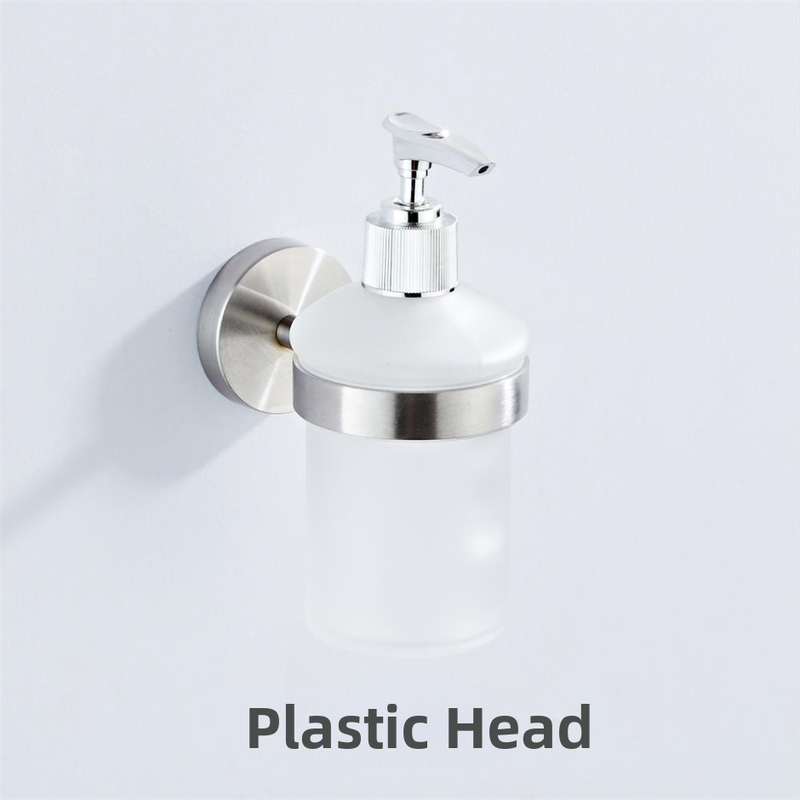 Διανομέας υγρών από ανοξείδωτο ατσάλι, επιτοίχιος — χειροκίνητη λειτουργία με πάτημα, φινίρισμα βουρτσισμένο, μοντέρνος μινιμαλιστικός σχεδιασμός, βάρος 410 g