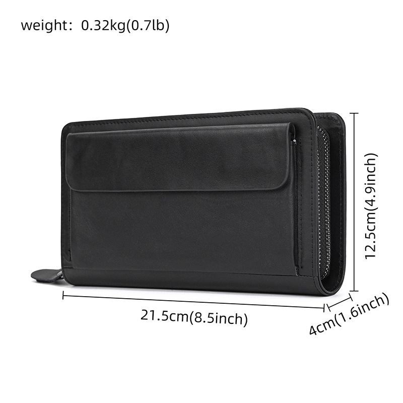 Vyrų clutch krepšys iš tikros odos, miesto paprastas stilius, išplėtimo funkcija, modelis 9011, poliesterio pamušalas