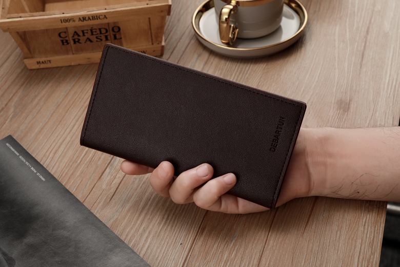 Мъжки портфейл от PU кожа - тънък, дълъг, минималистичен, с много отделения за карти за ежедневна употреба (Пролет 2024)