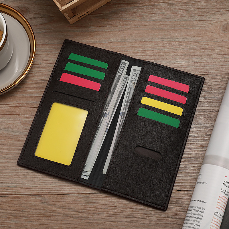 Мъжки портфейл от PU кожа - тънък, дълъг, минималистичен, с много отделения за карти за ежедневна употреба (Пролет 2024)