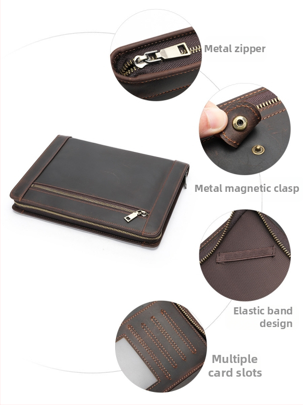 Pánska clutch taška: Prírodná koža; Vrchný vrstva hovädzej kože; Odolný voči opotrebeniu; Značka: Marent; Podšívka: polyester-bavlna