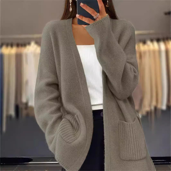 Cardigan-pulover od akrila, V-izrez, raglan rukavi, vezanje