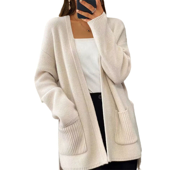 Cardigan-pulover od akrila, V-izrez, raglan rukavi, vezanje