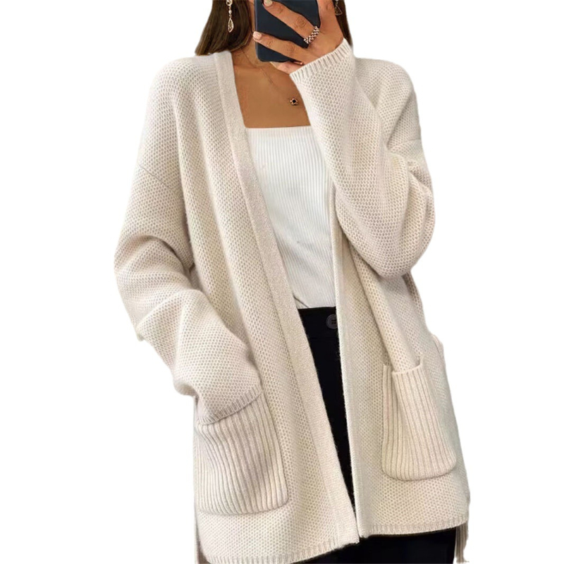 Cardigan-pulover od akrila, V-izrez, raglan rukavi, vezanje