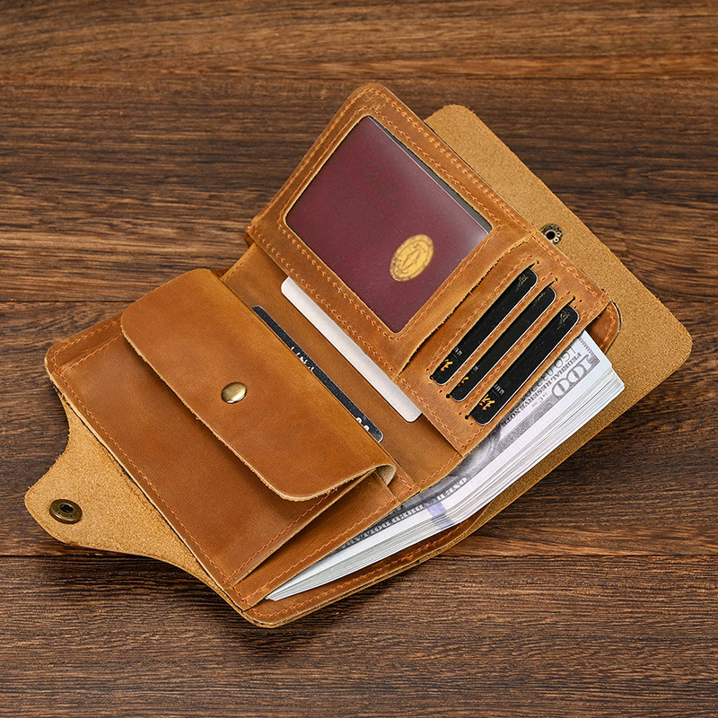 Πορτοφόλι από γνήσιο δέρμα για διαβατήρια και έγγραφα, μονόχρωμο σχέδιο, δέρμα βοοειδών, επένδυση πολυεστέρα, unisex.