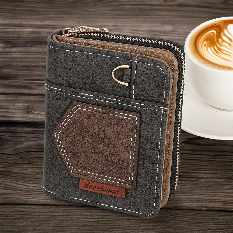 Мъжки PU портфейл с буквен модел, подплата от полиестер, пуск през пролет 2025, за ежедневна употреба