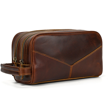 Мъжки кожен клъч — Истинска кожа, първокласна кравешка кожа, подплата полиестер-памук, мултифункционално съхранение за пътуване