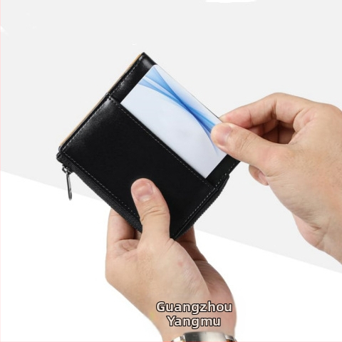 Pánska peňaženka z pravej kože, s uzáverom na zips, prvá vrstva hovädzej kože, vodotesná, proti krádeži