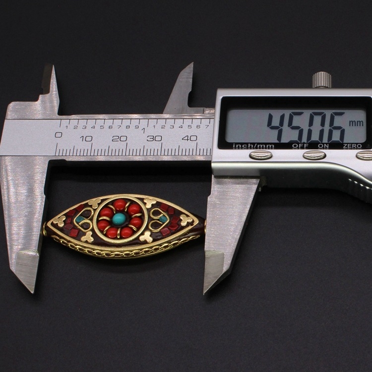 Slobodne bakrene perle s ugradom crvenog tirkiza, egzotični etnički stil, Angel Eye spacer perle