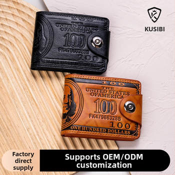 PU bőr rövid pénztárca dollár mintával, több kártyatartó, mágneszár