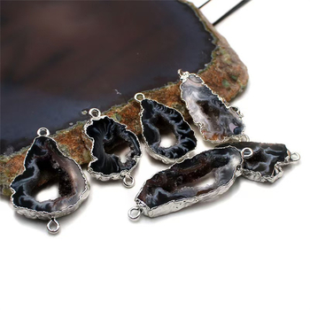 Εξάρτημα κολιέ από κρύσταλλο αχάτη - γεωμετρικός σχεδιασμός, λείο φινίρισμα, αμέθιστος και λευκός κρύσταλλος, βάρος 8 g