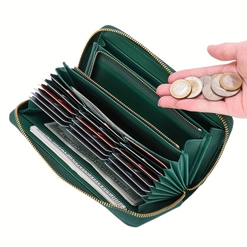 Dámska kožená peňaženka s dlhým accordéon dizajnom a zipsom Oak Wood štýl (Materiál: pravá koža; Povrch: top-layer hovädzia koža; Podšívka: mikrovlákno; Vzor: jednofarebný; Vydanie: jeseň 2023)