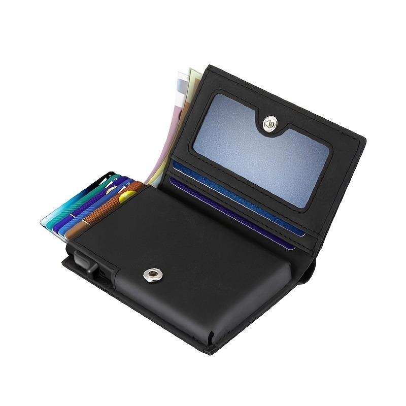 Férfi hitelkártyatartó - vékony, PU anyagú, pop-up kártyatartó RFID védelemmel