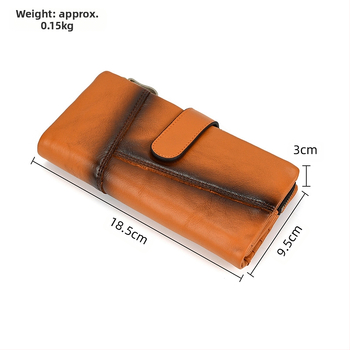 Нов ретро портфейл от естествена кожа, портфейл с две сгъвки, урбан стил, модел 0049, подплата полиестерно-памучна