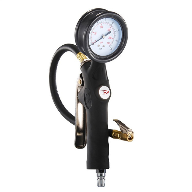 Fetal nanny Mechaninis automobilio padangų slėgio matuoklis su pripildymo pistole, be baterijų, slėgio diapazonas 0.5–230 psi, tikslumas 1.0 psi, daug vienetų rodmenų