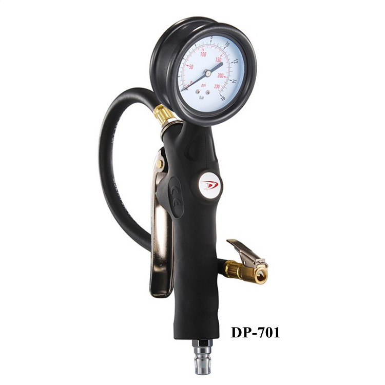 Fetal nanny Mechaninis automobilio padangų slėgio matuoklis su pripildymo pistole, be baterijų, slėgio diapazonas 0.5–230 psi, tikslumas 1.0 psi, daug vienetų rodmenų