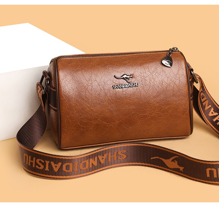 Unisex torba preko ramena u obliku jastuka, PU materijal, zatvarač, unutarnja džep sa zatvaračem