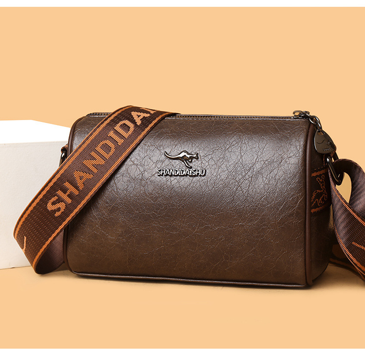 Unisex crossbody τσάντα με σχήμα μαξιλαριού, PU υλικό, φερμουάρ, εσωτερική τσέπη με φερμουάρ