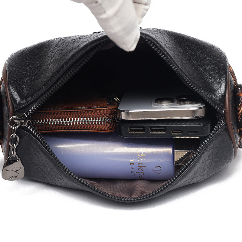 Unisex torba preko ramena u obliku jastuka, PU materijal, zatvarač, unutarnja džep sa zatvaračem