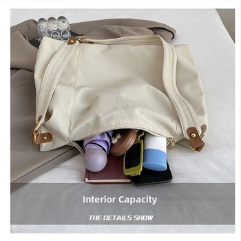 Nylonová tote taška pre ženy, mestský jednoduchý štýl, tvar dumpling, zapínanie na zips, stredná kapacita, na každodenné použitie